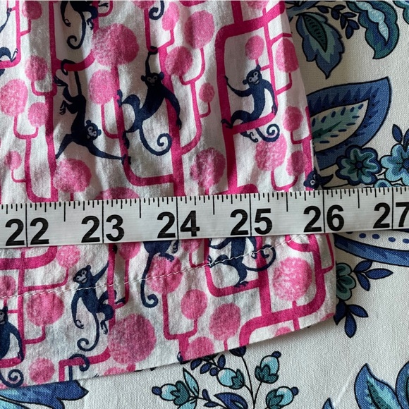 Talbots Pink & Blue Monkey Print Tunic Top 3/4 Sleeve Mandarin Collar Size 1XP - Picture 13 of 16